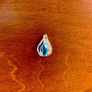 10K White Gold w/ Blue and White Topaz Pendant